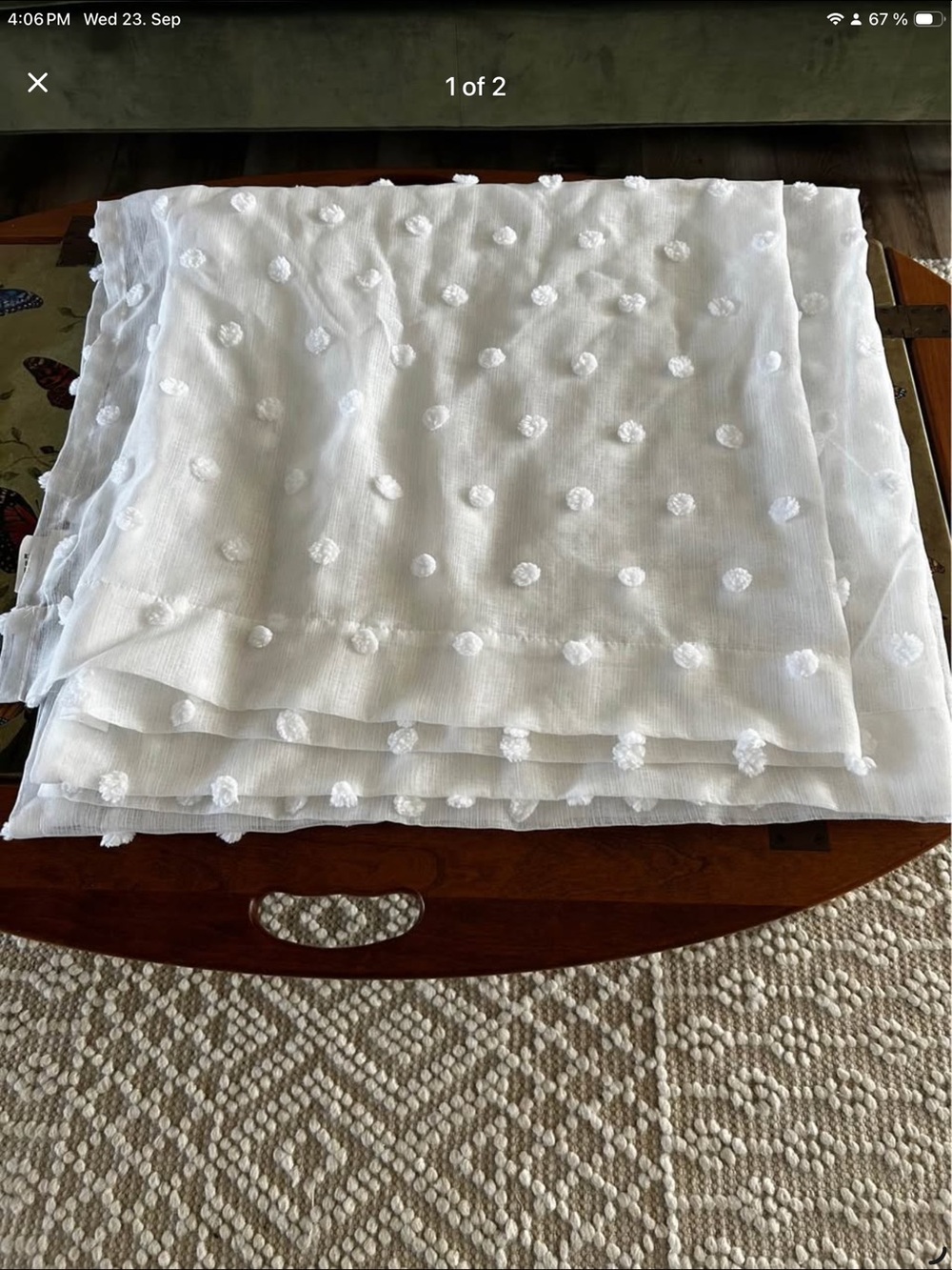 Dkny White Sheer Pom Pom curtains